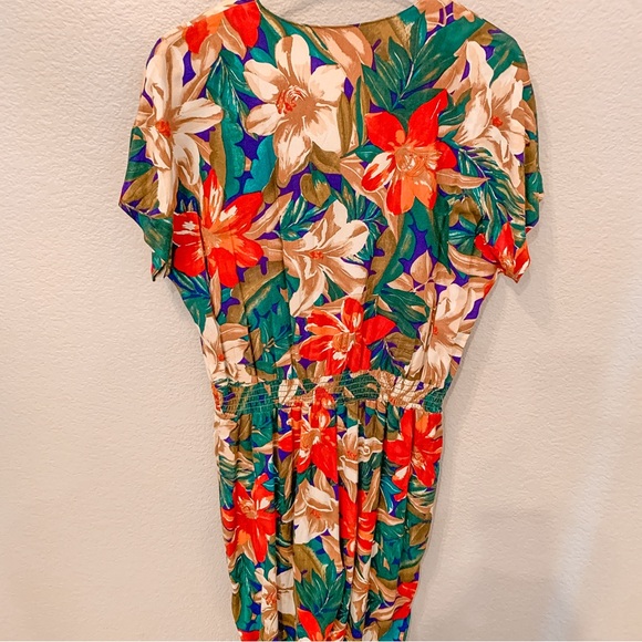 Vintage 90 Ms. Choice Tropical Floral Jumper Pants Jumpsuit Romper Size 8 Medium - Picture 11 of 16